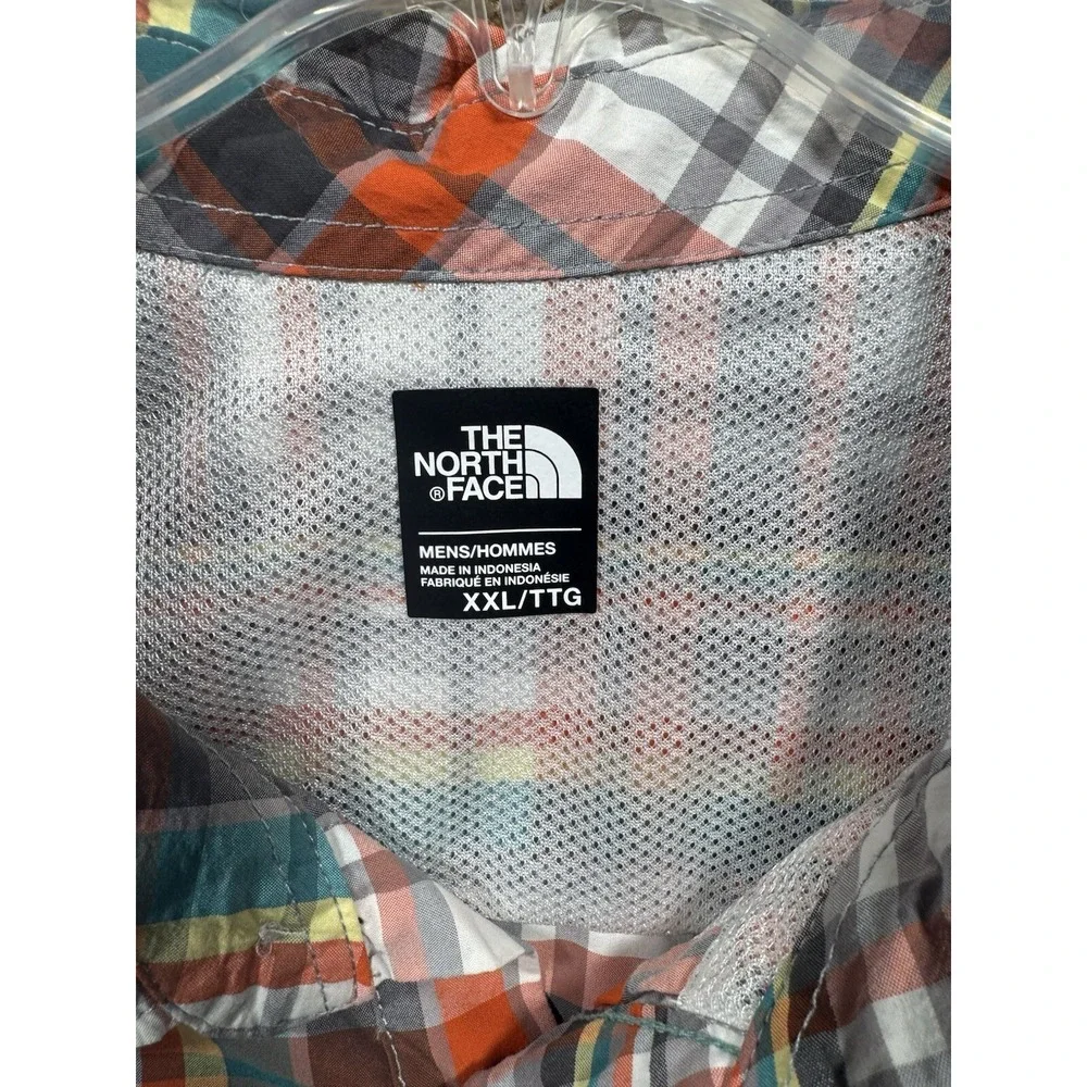 The North Face Button Up‎ Shirt Adult 2XL XXL Orange Plaid Outdoors Mens